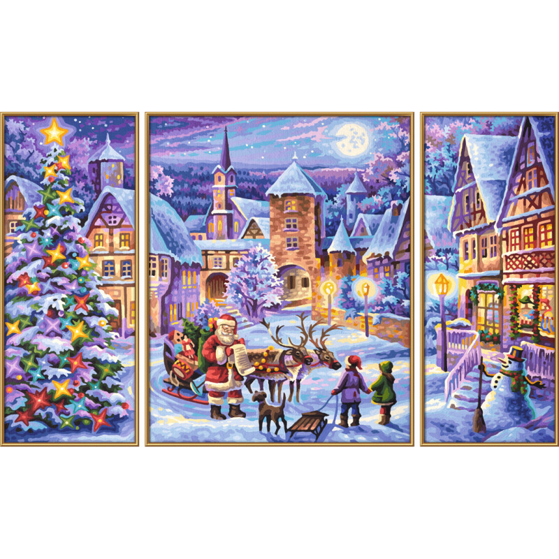 Weiße Weihnacht Schipper Malen nach Zahlen Triptychon Malvorlage Erwachsene MnZ 