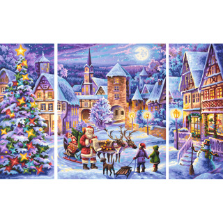 Weiße Weihnacht Schipper Malen nach Zahlen Triptychon