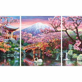 Kirschblüte in Japan - Schipper - Meisterklasse Triptychon Malen nach Zahlen 50 x 80 cm