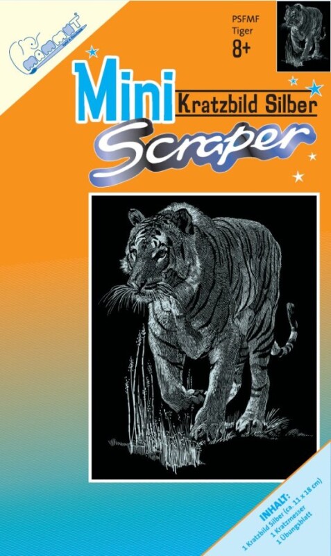 Tiger Mammut Kratzbild Silber ohne Rahmen Scraper Kratzbilder 