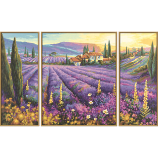 Lavendelfelder - Malen nach Zahlen Schipper Triptychon