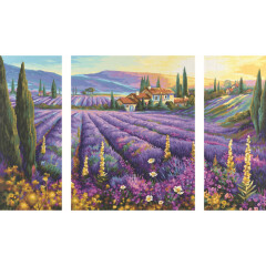 Lavendelfelder - Malen nach Zahlen Schipper Triptychon