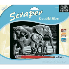 Elefanten Scraper silber Kratzbild Mammut