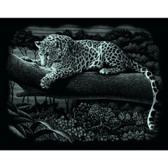 Leopard Kratzbild silber Scraper Mammut