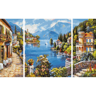 Lago Romantico - Schipper Malen nach Zahlen Meisterklasse Triptychon  50x80cm