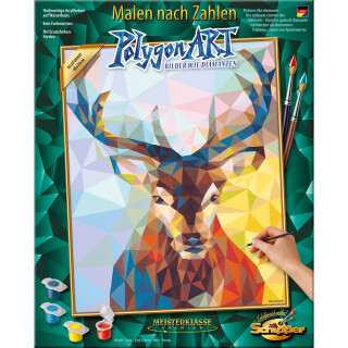 Polygon-Art Hirsch - Schipper Malen nach Zahlen 40x50 cm Meisterklasse Premium