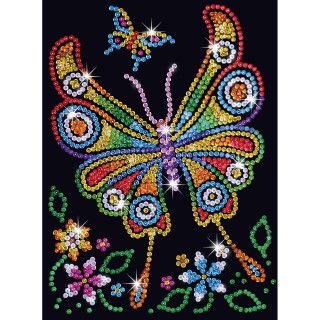 Farbenfrohes Paillettenbild Schmetterling, 28x37x4cm Sequin Art Red Zitronenfalter