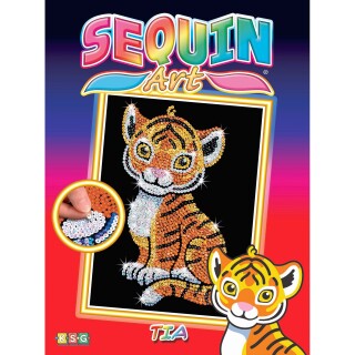 Schickes Sequin Art Red Bild Tiger, 28x37x4cm Paillettenbild Katze