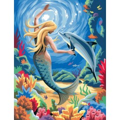 Bezauberndes Malen nach Zahlen Junior - Meerjungfrau, 24x33x2cm Malvorlage Delfin