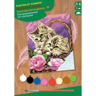 Süßes Malen nach Zahlen Junior - Blumenkätzchen, 24x33x2cm Malvorlage Katzen