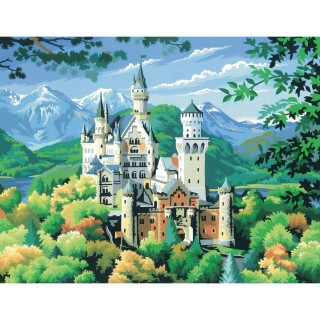 Romantisches Malen nach Zahlen Senior Schloss Neuschwanstein, 39,5x32x2cm Vorlage Burg