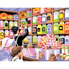 Buntes Malen nach Zahlen Senior Süßigkeiten Shop, 39,5x32x2cm Malvorlage Candy Shop