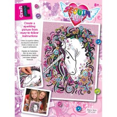 Funkelndes Paillettenbild Einhorn, 28x37x4cm Paillettenbild Blumen
