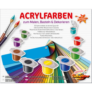 Acrylfarben Set 36 Farben für Malen nach Zahlen Ersatzfarben Schipper
