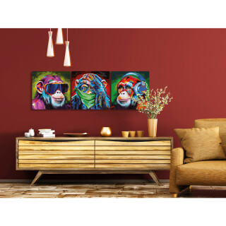 Die 3 Affen - Schipper Malen nach Zahlen Triptychon je 40 x 40cm