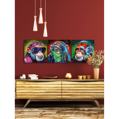 Die 3 Affen - Schipper Malen nach Zahlen Triptychon je 40 x 40cm