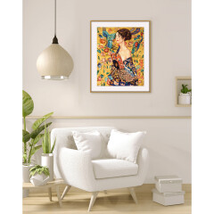Dame mit Fächer - Schipper Malen nach Zahlen Meisterklasse Premium 40x50cm